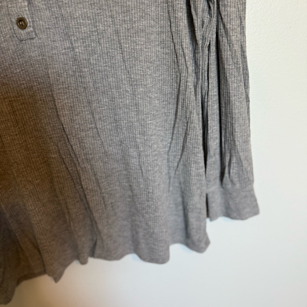 Chriselda Long Sleeve Ribbed Henley Tunic Top Sexy V Neck T Shirt L Dark Grey - Picture 5 of 7